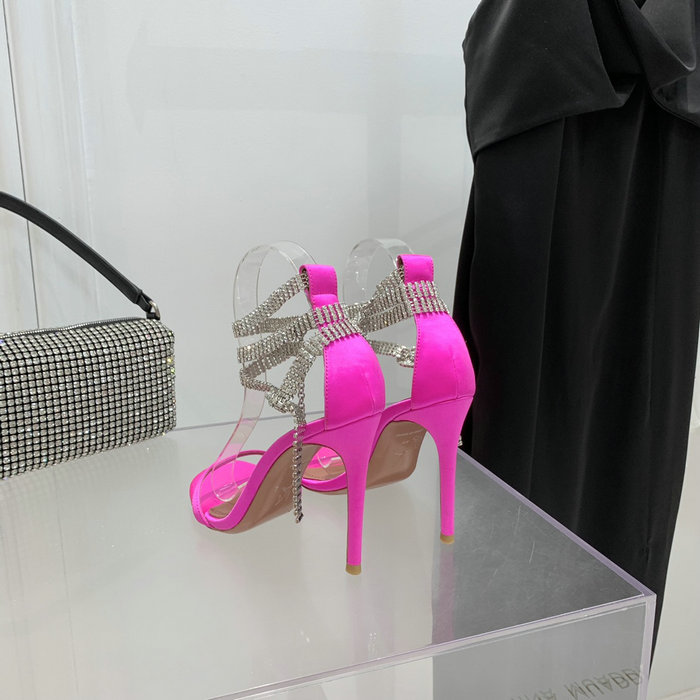 Amina Muaddi Satin Giorgia Crystal Embellished Sandals AG02