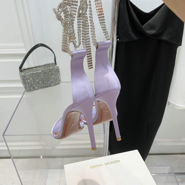 Amina Muaddi Satin Giorgia Crystal Embellished Sandals AG03