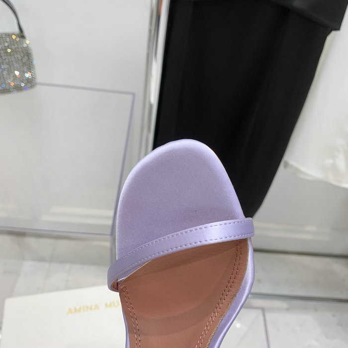 Amina Muaddi Satin Giorgia Crystal Embellished Sandals AG03