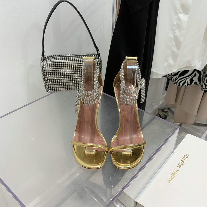 Amina Muaddi Satin Giorgia Crystal Embellished Sandals AG05