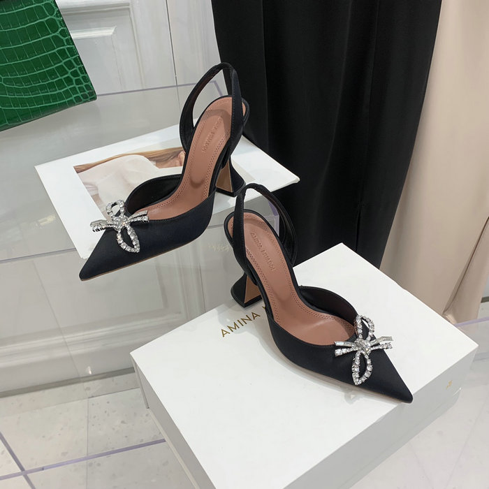 Amina Muaddi Satin Rosie Slingback Pumps AR01