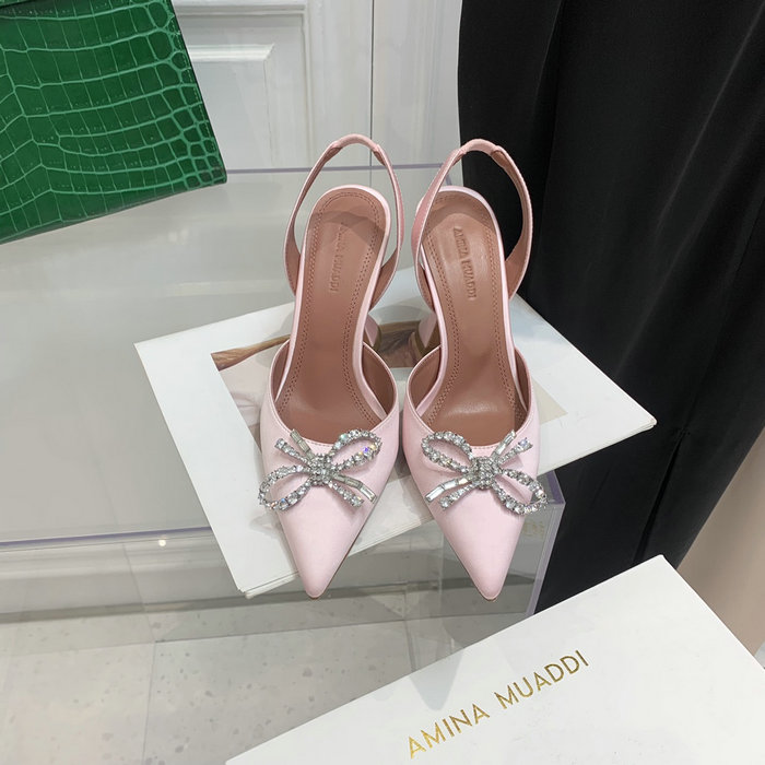 Amina Muaddi Satin Rosie Slingback Pumps AR06