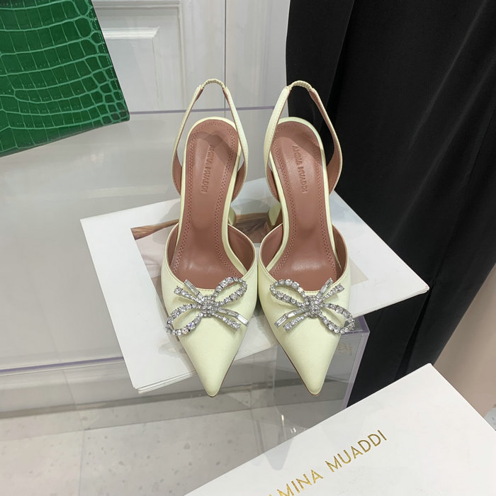 Amina Muaddi Satin Rosie Slingback Pumps AR07