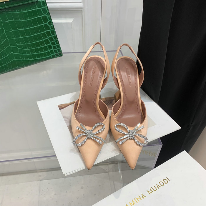 Amina Muaddi Satin Rosie Slingback Pumps AR09