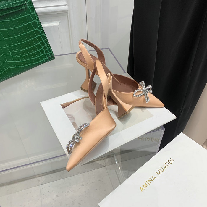 Amina Muaddi Satin Rosie Slingback Pumps AR09