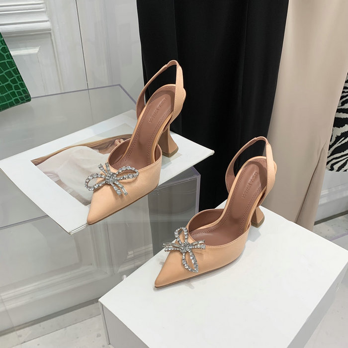 Amina Muaddi Satin Rosie Slingback Pumps AR09