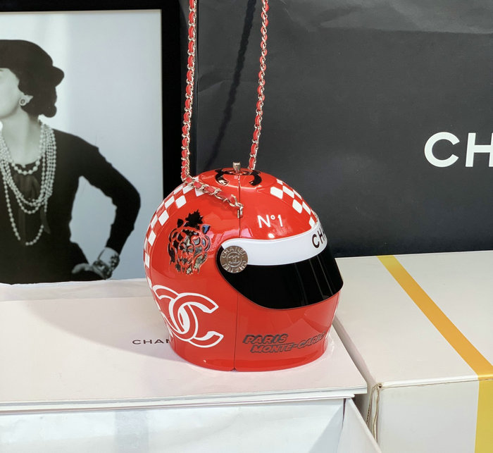 Chanel Helmet Minaudiere Red AS3774