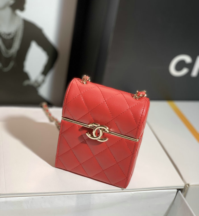 Chanel Small CC Box Bag with Chain Red AS03241