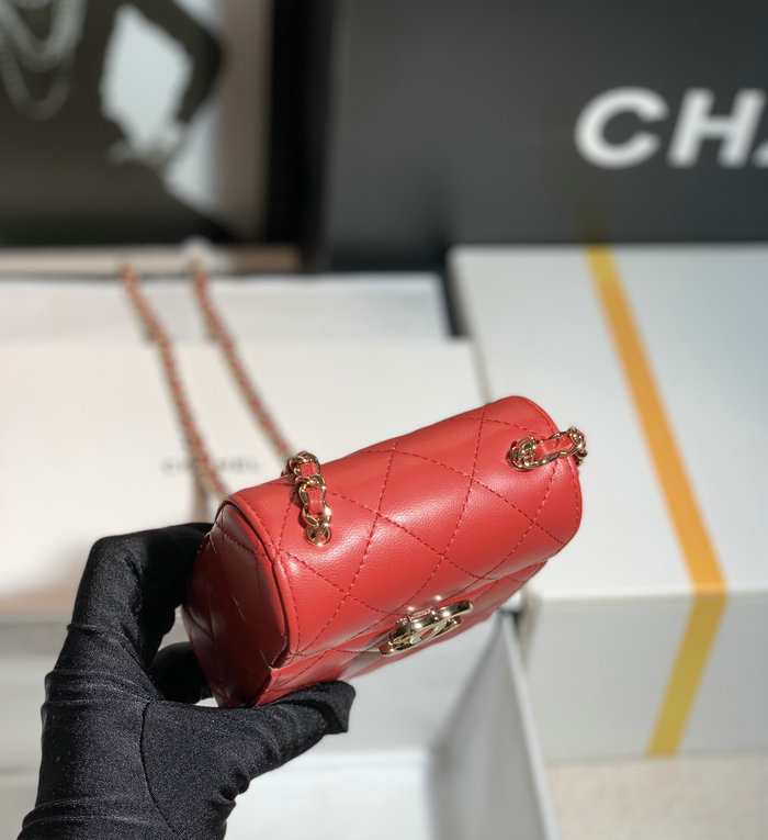 Chanel Small CC Box Bag with Chain Red AS03241