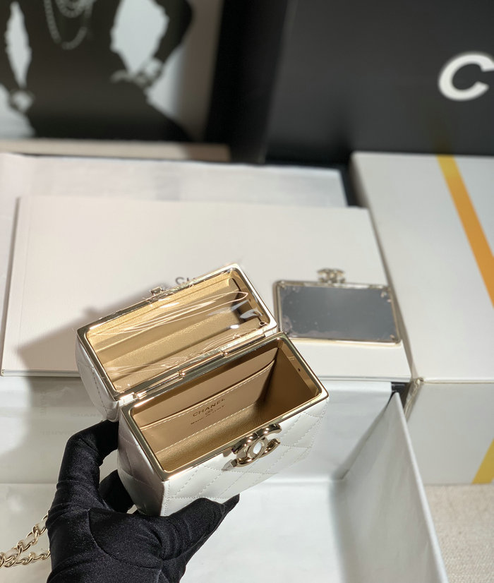 Chanel Small CC Box Bag with Chain White AS03241