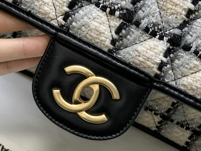 Chanel Tweed Large Backpack White AS3662