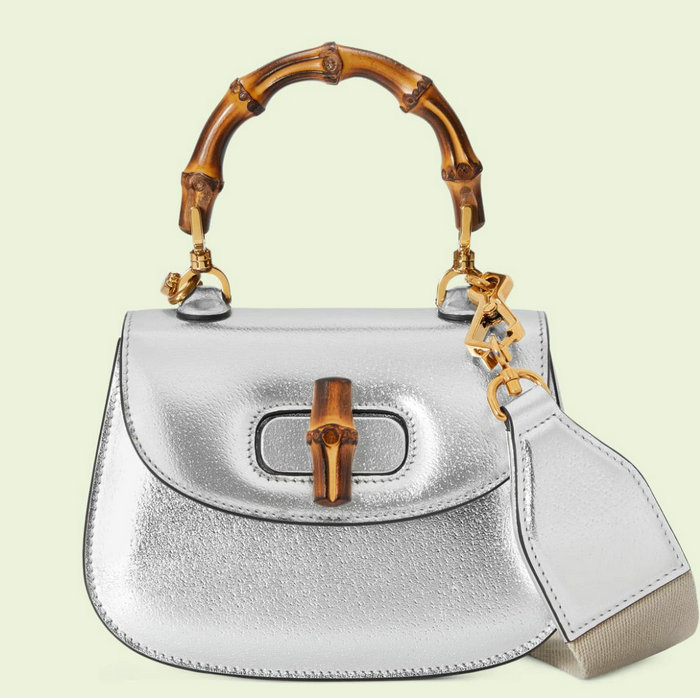 Gucci Bamboo 1947 mini top handle bag Silver 686864