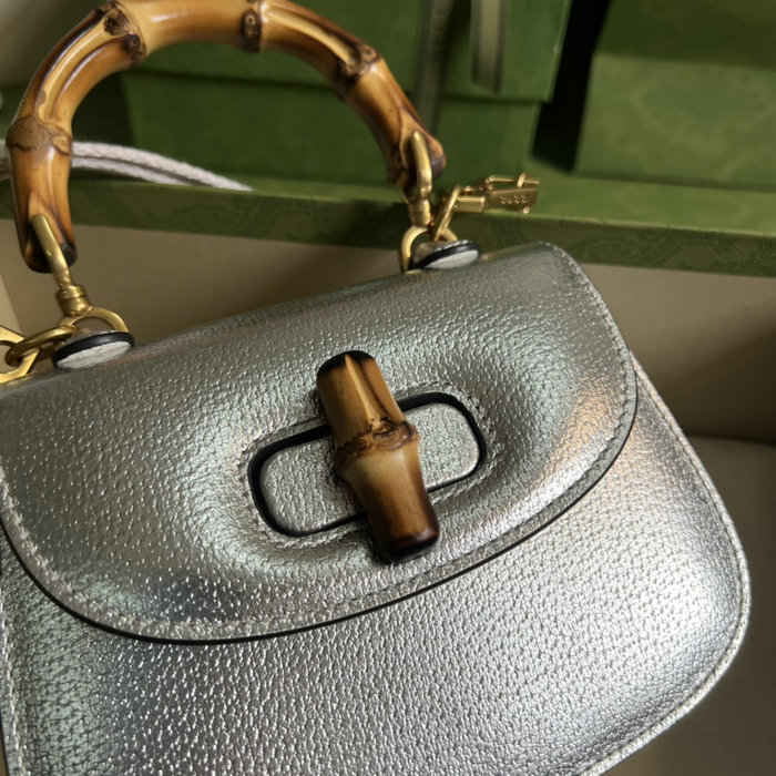 Gucci Bamboo 1947 mini top handle bag Silver 686864