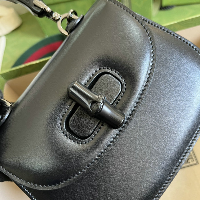 Gucci Black Bamboo 1947 mini top handle bag 686864