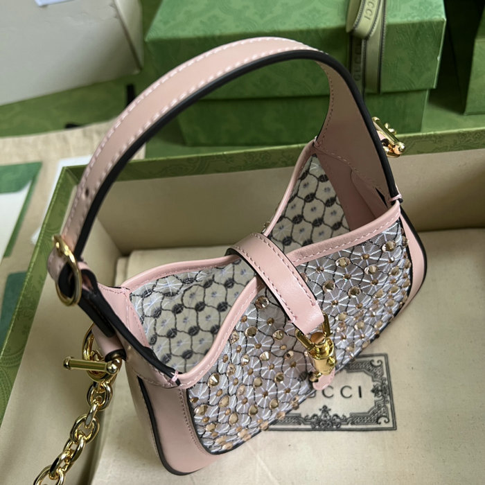 Gucci Jackie 1961 mini crystal GG bag Pink 677027