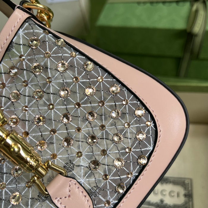 Gucci Jackie 1961 mini crystal GG bag Pink 677027