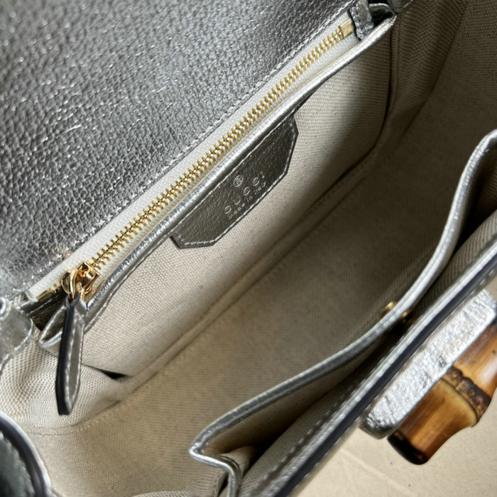 Gucci Small top handle bag with Bamboo Silver 675797