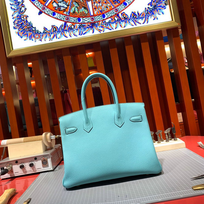 Hermes Togo Leather Birkin Bag Blue Atoll HB30191