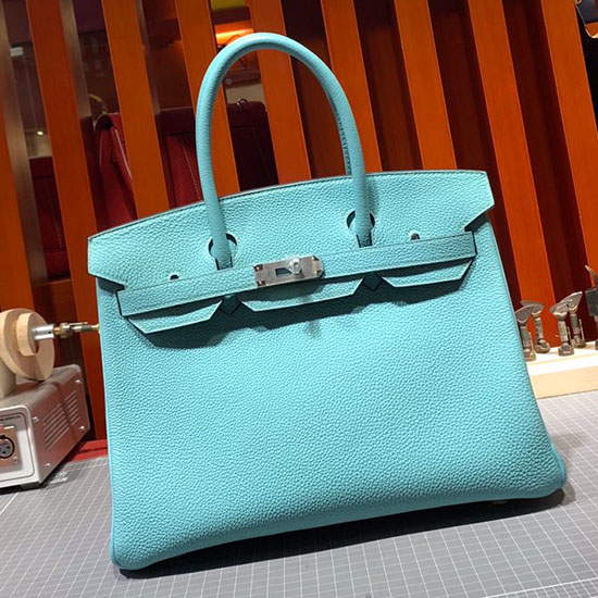 Hermes Togo Leather Birkin Bag Blue Atoll HB30191