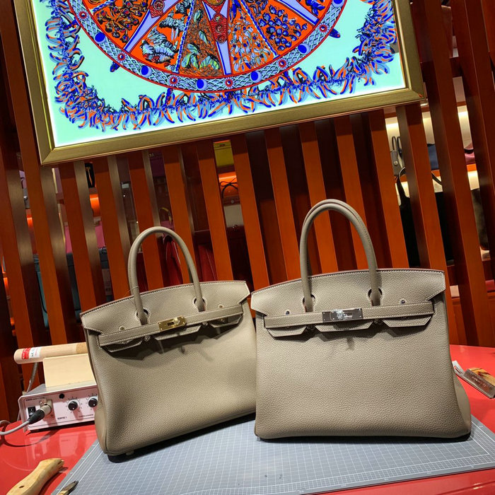 Hermes Togo Leather Birkin Bag Gri Elephant HB30191