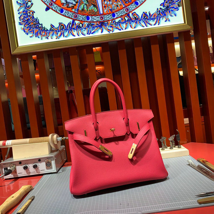 Hermes Togo Leather Birkin Bag Rose Extreme HB30191