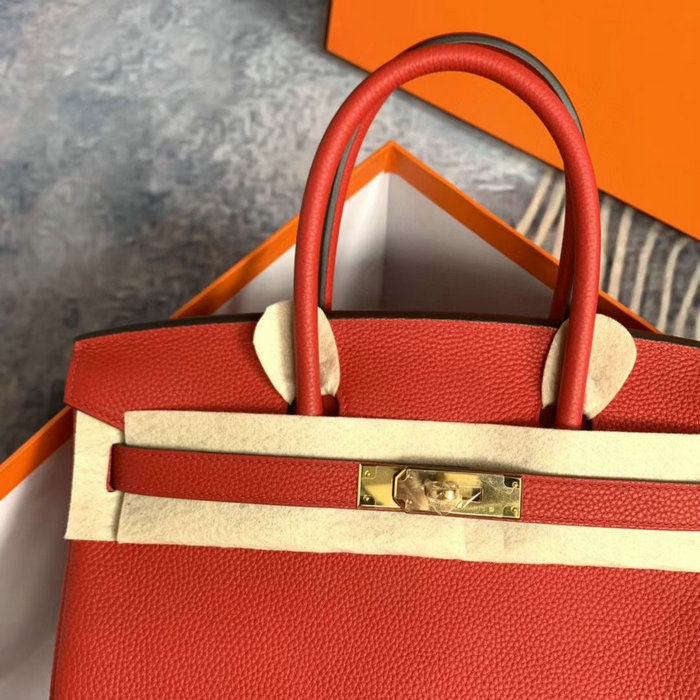 Hermes Togo Leather Birkin Bag Rouge Casaque HB30191