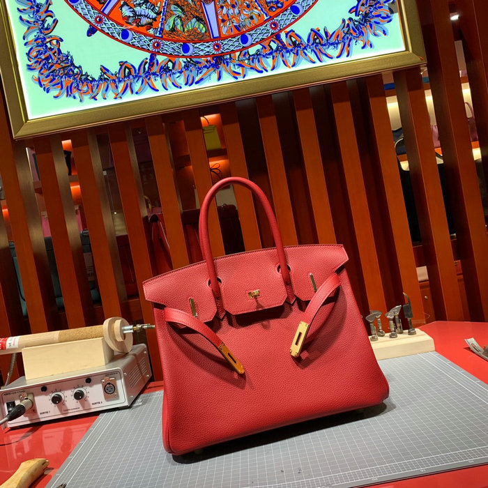 Hermes Togo Leather Birkin Bag Rouge Laque HB30191