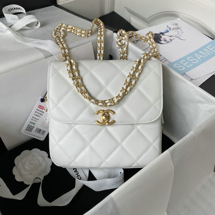 Chanel Lambskin Mini Backpack White AS3884