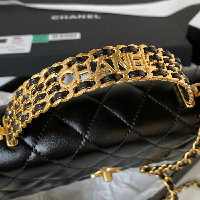 Chanel Shiny Calfskin Wallet On Chain Black AP3240