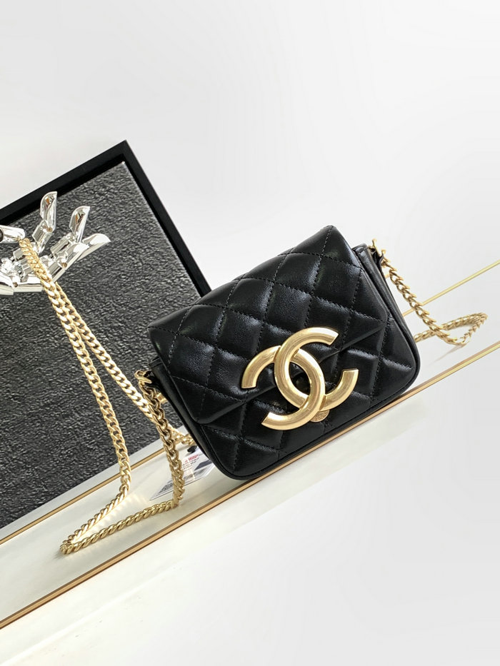 Mini Chanel Lambskin Flap Bag Black AS3854