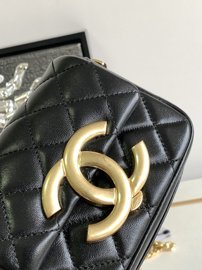 Mini Chanel Lambskin Flap Bag Black AS3854