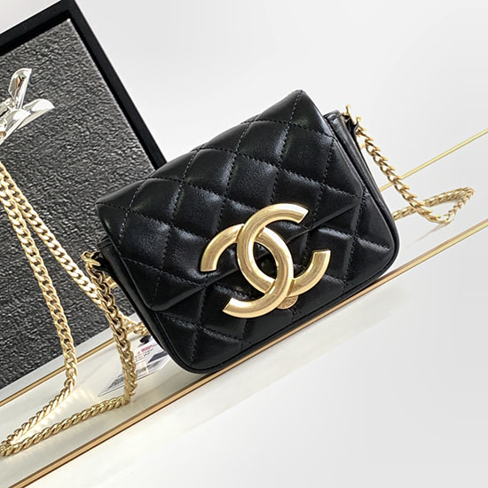 Mini Chanel Lambskin Flap Bag Black AS3854