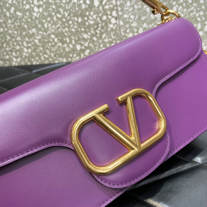 Valentino Loco Calfskin Shoulder Bag Purple V6031