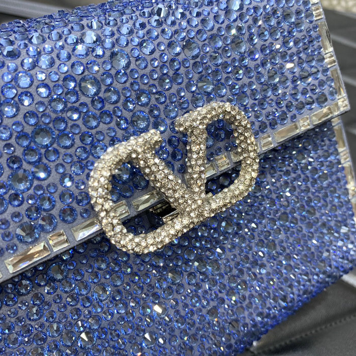 Valentino Mini Vsling Handbag With Rhinestones Blue V0097