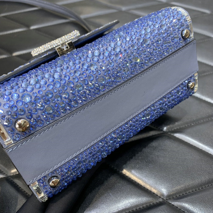 Valentino Mini Vsling Handbag With Rhinestones Blue V0097