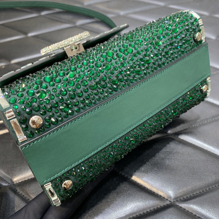 Valentino Mini Vsling Handbag With Rhinestones Green V0097