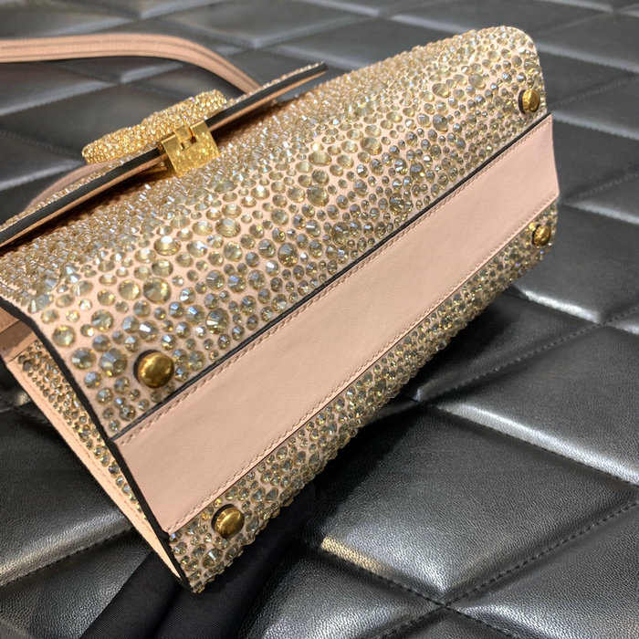 Valentino Mini Vsling Handbag With Rhinestones Pink V0097