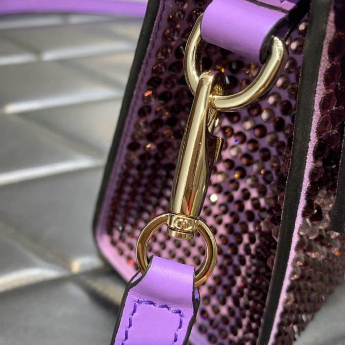 Valentino Mini Vsling Handbag With Rhinestones Purple V0097