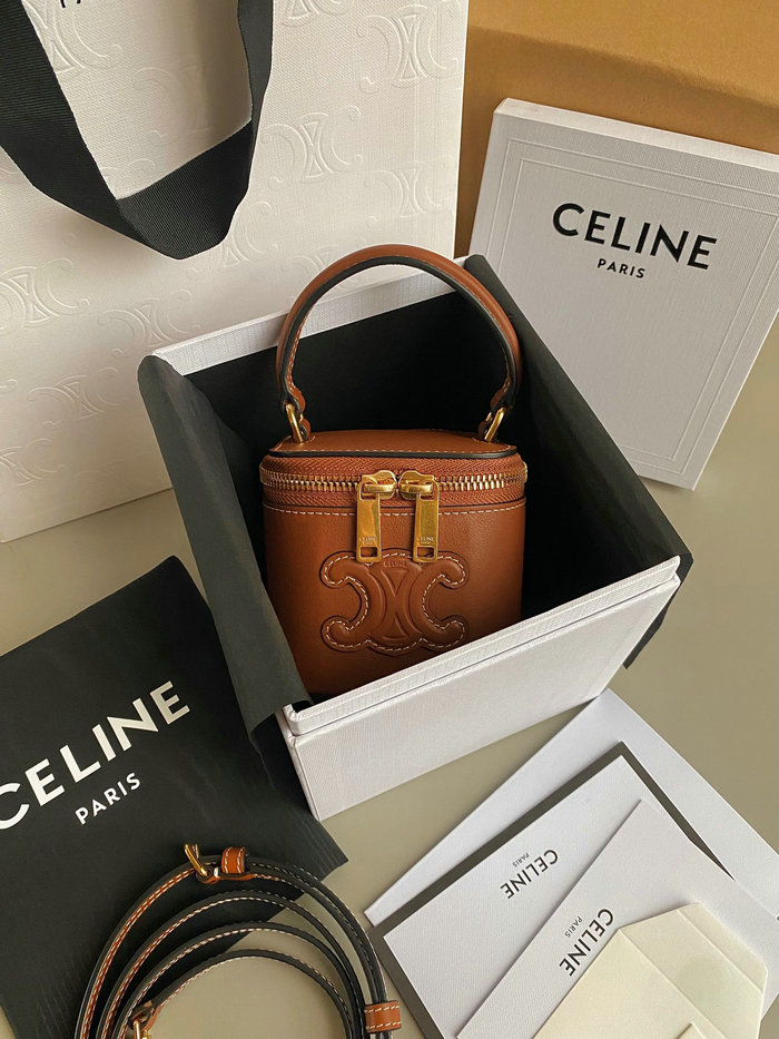 Celine Leather SMALL BOX Brown C35089