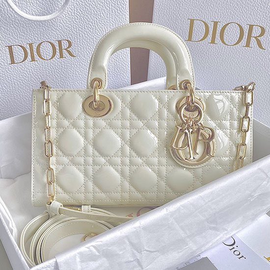 LADY Patent Leather D-JOY BAG White DL3380