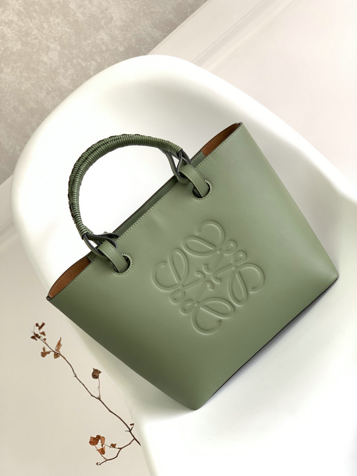 LOEWE Small Anagram Smooth Leather Tote bag Green L62186