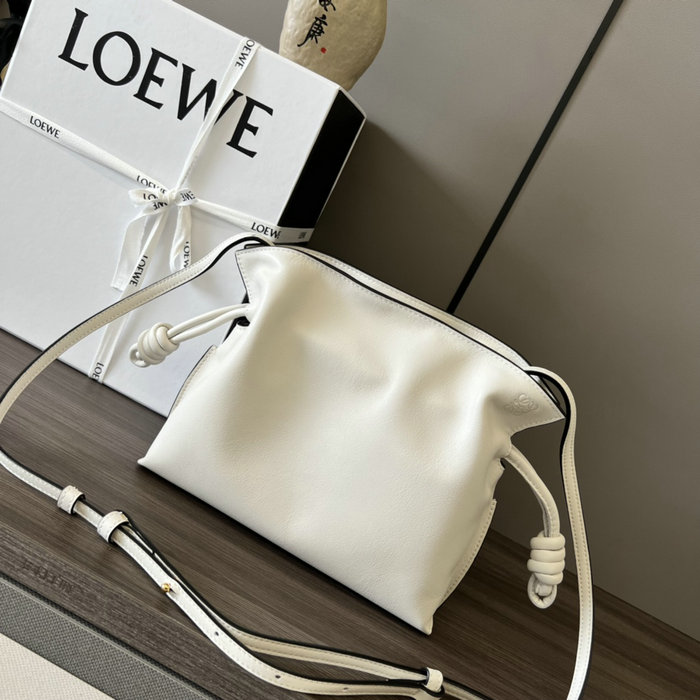 Loewe Flamenco Knot Small Bucket Bag White L10855