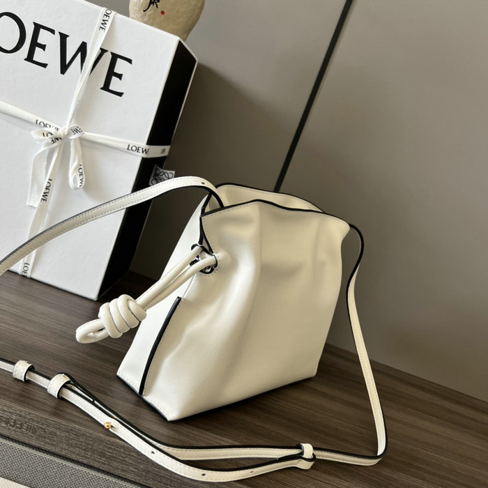 Loewe Flamenco Knot Small Bucket Bag White L10855