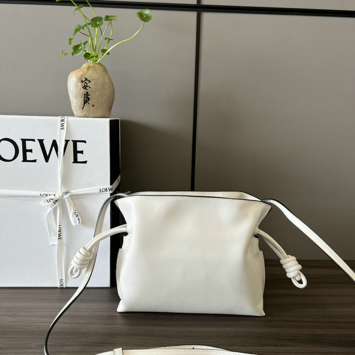 Loewe Flamenco Knot Small Bucket Bag White L10855