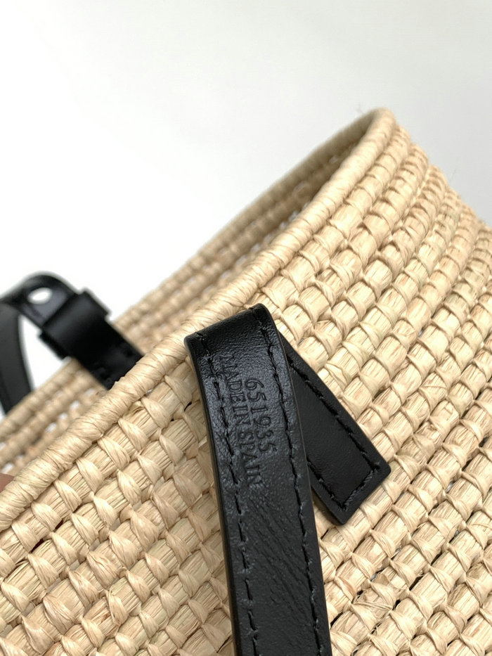 Loewe Small Raffia Basket Bag Black L10112