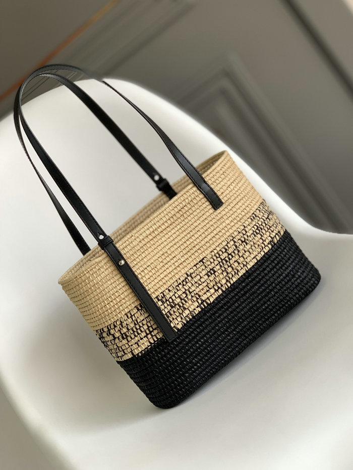 Loewe Small Raffia Basket Bag Black L10112