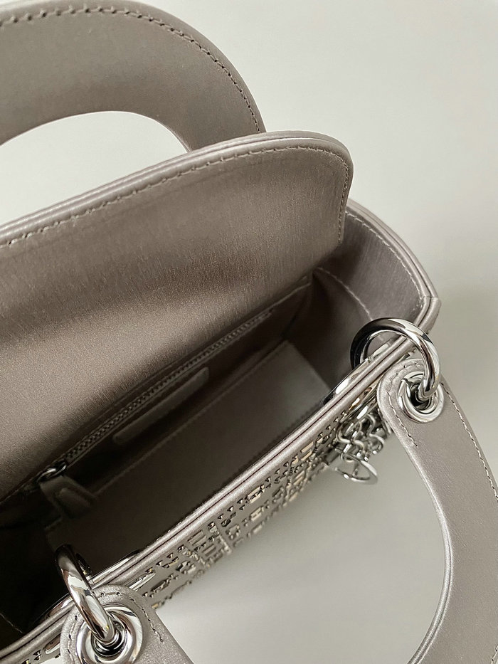 MINI LADY DIOR Satin BAG Grey D3330