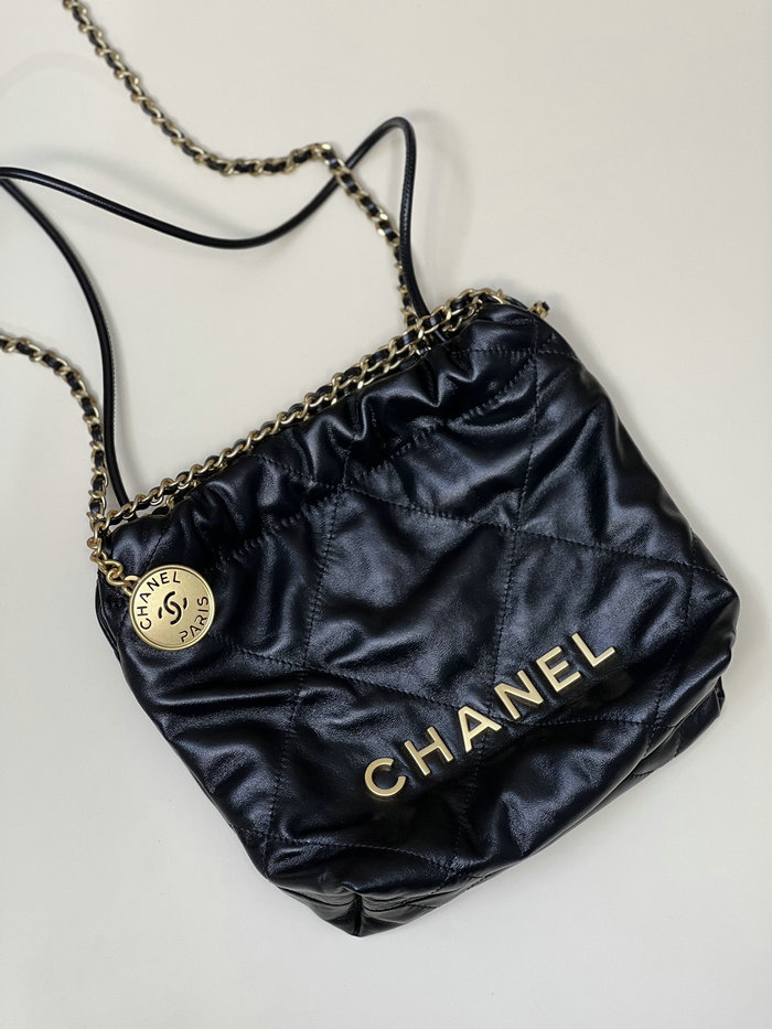 Chanel 22 Mini Handbag Black with Gold AS3980