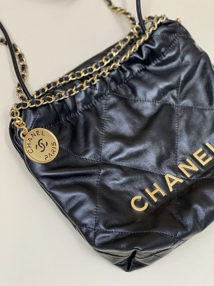 Chanel 22 Mini Handbag Black with Gold AS3980