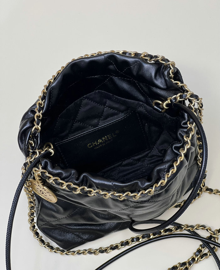 Chanel 22 Mini Handbag Black with Gold AS3980